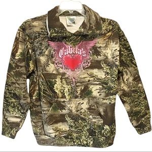 Cabela’s Paramount Outdoors Camo Top Sweat Shirt Green Pink Long Sleeve …